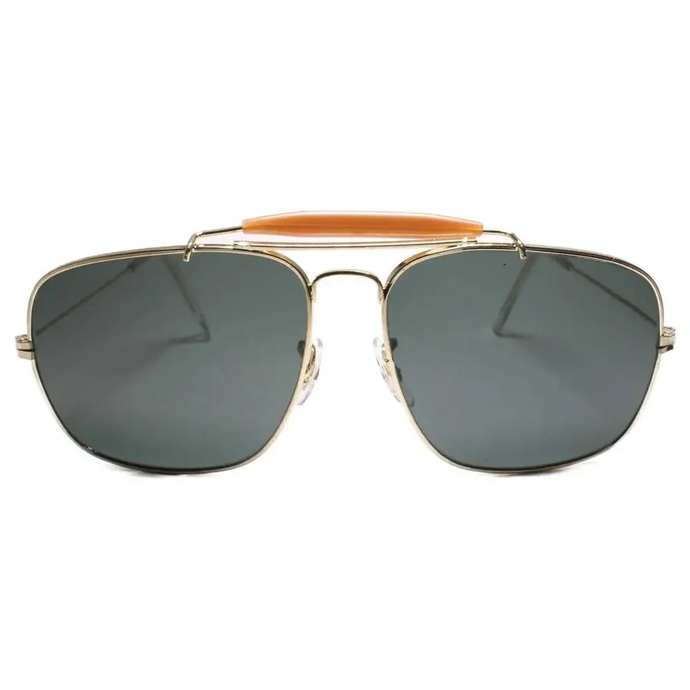 True Vintage 1980s Gold Rectangle Glass Lens Sunglasses